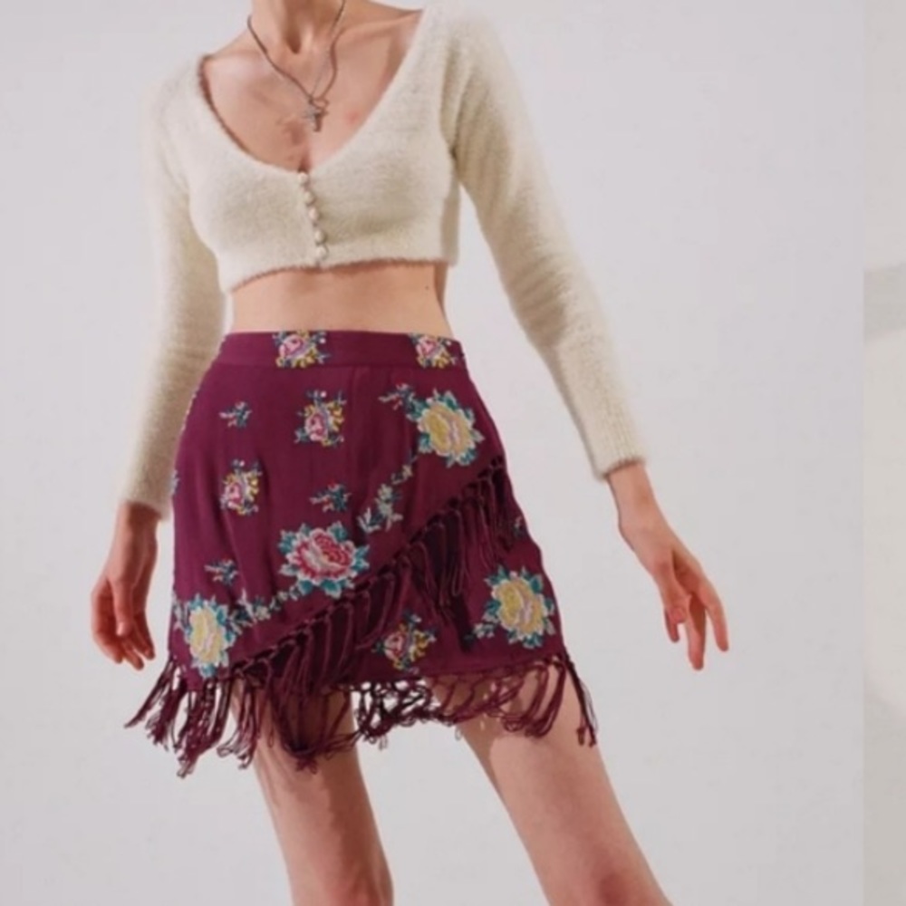Purple Fringe mini skirt size small from Urban Outfitters